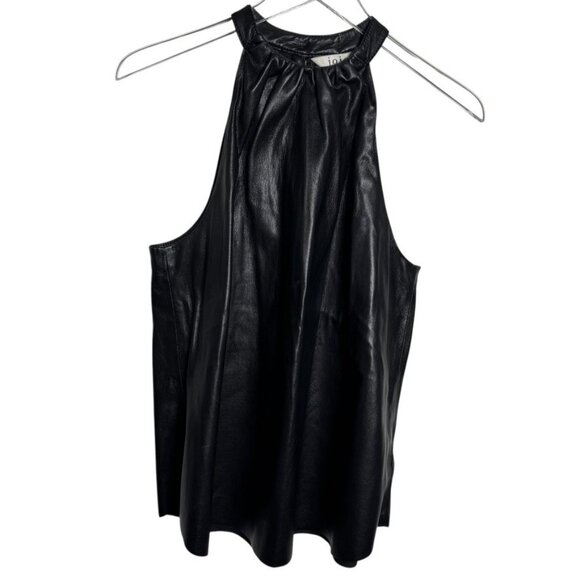 Joie Bonita Black Faux Leather Top Size Medium sleeveless - Picture 3 of 9